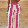 Bottoms female | Fashionable Wavy Knitted High-Waisted Wide-Leg Pants