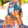 Dresses female | Printed Loose Swing Sling Sleeveless Plus Size Long Dress Multicolor