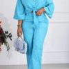 2-Pieces female | Casual Solid Color Tie Button Cardigan Dropped Sleeves Loose Two-Piece Set