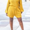 Jumpsuits & Rompers female | Solid Color Drawstring Knit Sweater Romper