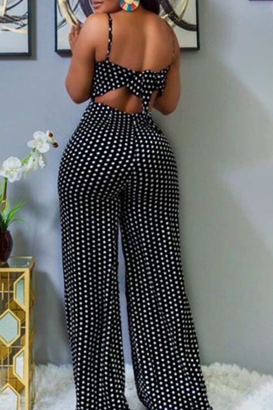 Jumpsuits & Rompers female | Fashion Polka Dot Print Suspender Jumpsuit