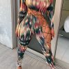 Jumpsuits & Rompers female | Fashion Printed Asymmetric Sexy Hollow Strappy Jumpsuit Multicolor