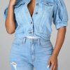 Tops & Outerwear female | Casual Short Sleeve Lapel Single Breasted Short Denim Jacket