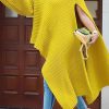 Tops & Outerwear female | Chic High Neck One Sleeve Solid Color Slit Irregular Sweater