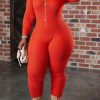 Jumpsuits & Rompers female | Plus Size F Ion Shoulder Pad Knitted Hooded Wool Jumpsuit