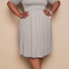 Dresses female | Plus Size Solid Short Sleeve Pocket Midi Dress