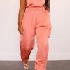 Jumpsuits & Rompers female | Satin Solid V-Neckelastic Waist Pocket Jumpsuit