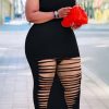 Dresses female | Fashion Ripped Solid Color Short Sleeve Plus Size Dress