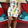 Dresses female | Casual Cartoon Print Sleeveless Vest Dress