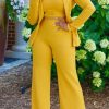 2-Pieces female | Feminine Solid Color Cami Blazer & Wide Leg Pants 3Pc Suit