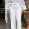 Jumpsuits & Rompers female | New Long Sleeve Slim Fit Casual Straight Jumpsuit White