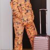 2-Pieces female | Fashionable Loose Camouflage Hooded Printed Casual Suit Orange