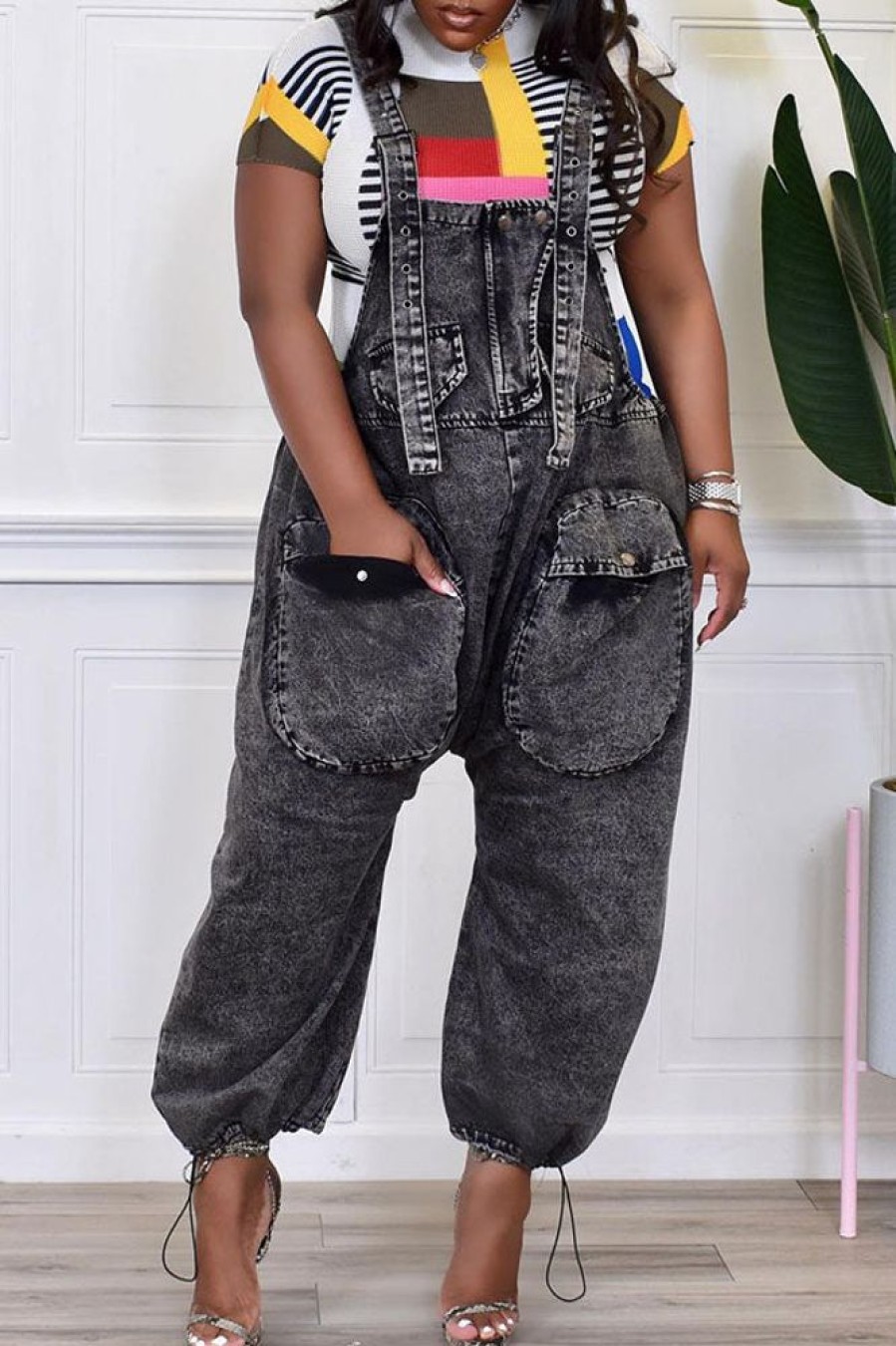 Jumpsuits & Rompers female | Casual Loose Multi-Pocket Denim Jumpsuit Ash