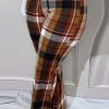 Bottoms female | Plus Size Plaid Casual Pants Brown