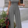 2-Pieces female | Fashion Loose Solid Color Short Sleeve Wide Leg Pants Set