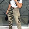 Bottoms female | Trendy Camouflage Panel Pocket Slim Jeans Army Green