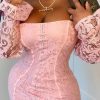 Dresses female | Sexy Hollow Off Shoulder Lace Slim Mini Dress