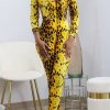 2-Pieces female | Sexy Spotted Print Lapel Long Sleeve Short Jacket Slim-Fit Sling Jumpsuit Suits