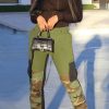 Bottoms female | On-Trend Camouflage Paneled Pocket Straight Leg Trousers Army Green