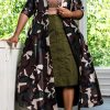 Tops & Outerwear female | Casual Lapel Camouflage Print Trench Coat Army Green