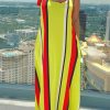 Dresses female | Rainbow Striped Round Neck Maxi Dress