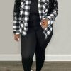 Tops & Outerwear female | Casual Plaid Pocket Single-Breasted Shirt Jacket Black