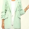 Tops & Outerwear female | Fashion Fringed Long Sleeve Pocket Small Blazer Light Green