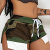 Bottoms female | Casual Elastic Waist Camouflage Shorts Army Green