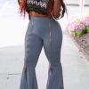 Bottoms female | F Ion High Waist Slim Ruffle Flared Zipper Wide Leg Pants