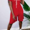 Jumpsuits & Rompers female | V-Neck Cross Faith Print Short Sleeve Beltless Wide Leg Jumpsuit