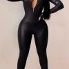 Jumpsuits & Rompers female | Backless Zipper Skinny Fit Jumpsuit Black