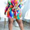 2-Pieces female | Plus Size Multi Tie Dye Shirt Top & Shorts Suit