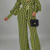 Jumpsuits & Rompers female | Ol Houndstooth Lantern Sleeve Belted Jumpsuit