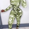 Jumpsuits & Rompers female | Camo Round Neck Long Sleeve Slim Fit Jumpsuit