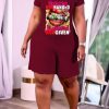 Jumpsuits & Rompers female | Plus Size F Ion Print Short Sleeve Casual Romper