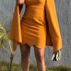 Dresses female | Temperament Solid Color Round Neck Cloak Mini Dress