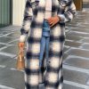 Tops & Outerwear female | Casual Lapel Long Sleeve Warm Plaid Long Coat Multicolor