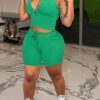 2-Pieces female | Fashion Sexy Solid Color Cardigan Two Piece Set Green