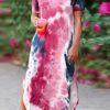 Dresses female | Casual V-Neck Loose Tie Dye Printed Split Long Dress