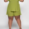 2-Pieces female | Comfortable Solid Color Short Sleeve Plus Size Shorts Set