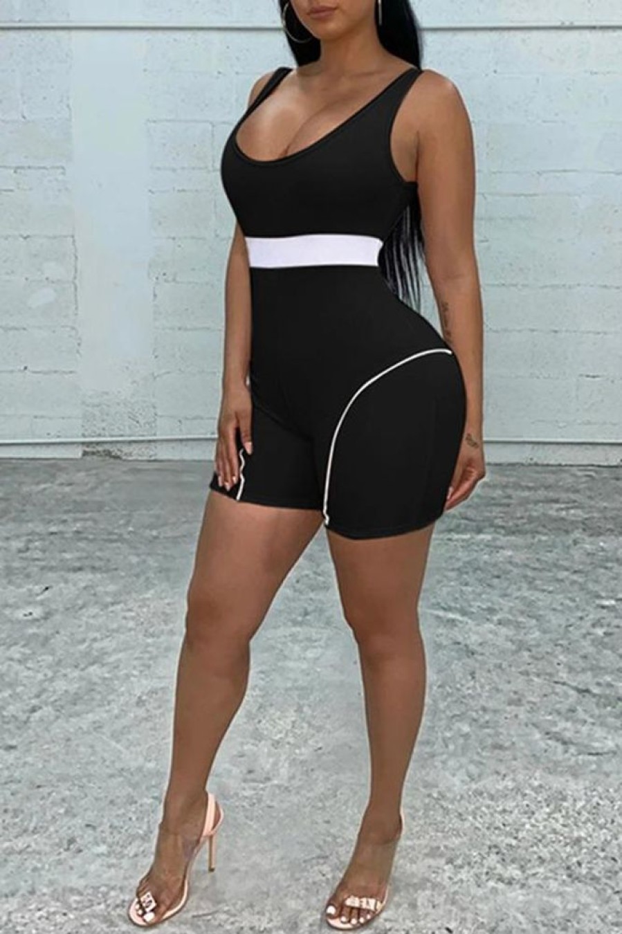 Jumpsuits & Rompers female | Sporty Stripy Sleeveless Romper