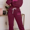 2-Pieces female | Casual Barbie Print Long Sleeve Sweatshirt Drawstring Elastic Waist Pant Suits