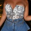 Tops & Outerwear female | Fashion Ethnic Print Strapless Sexy Breasted Corset