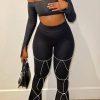 Bottoms female | Chic Strappy High Waist Casual Pants Black