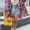 Tops & Outerwear female | Casual Print Loose Lantern Long Sleeve Cape Jacket Multicolor