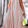 Dresses female | Plus Size Halter Striped Maxi Dress