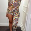 Jumpsuits & Rompers female | Irregular Poker Print Hollow Out Jumpsuit Yellow