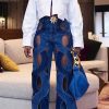 Bottoms female | Casual Cutout Straight Leg Jeans Blue