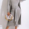 2-Pieces female | Elegant Lace Up Solid Color Cardigan Dress Suits