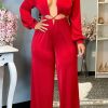 Jumpsuits & Rompers female | Aw Solid Color Cutout Wide Leg Jumpsuit